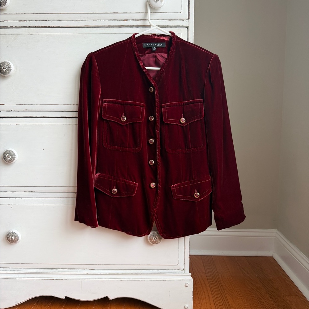 Vintage Anne Klein Velvet blazer jacket, small